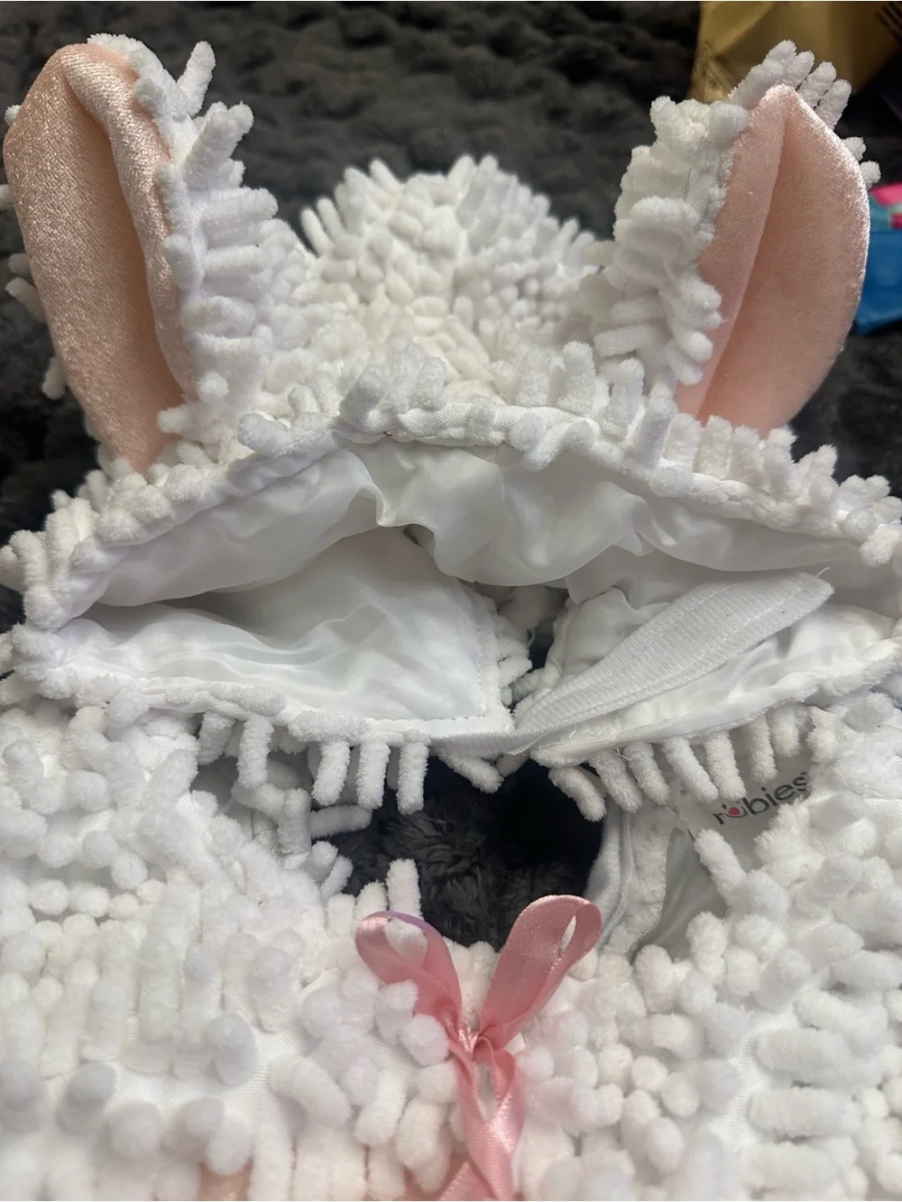 Plush White Lamb Costume with Pink Velvet Belly